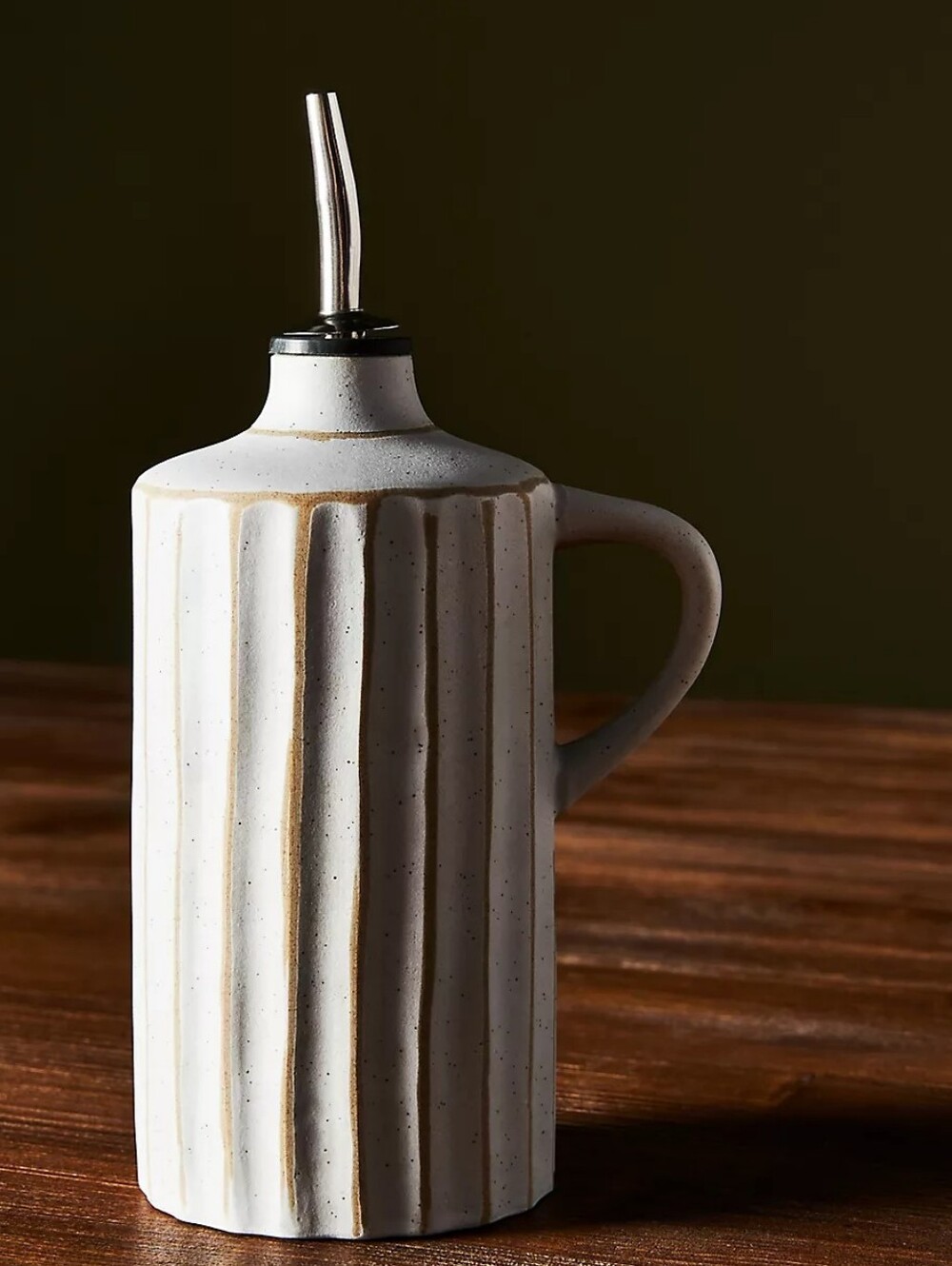 Amber Lewis x Anthropologie Neutral Stoneware Olive Oil  Vinegar Cruet Dispenser